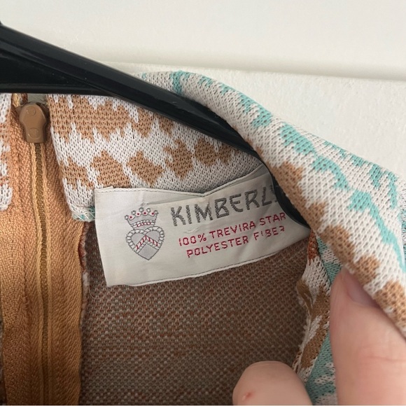 VINTAGE KIMBERLY 60s Zig Zag Stripe Mod Pointed Collar Short Sleeve Dress - Picture 9 of 11